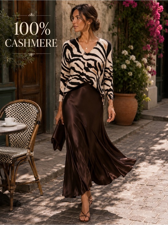 Bloomingdale's Sweaters - Bloomingdale’s 100% Cashmere Sweater XS S Animal Zebra Print Quiet Luxury